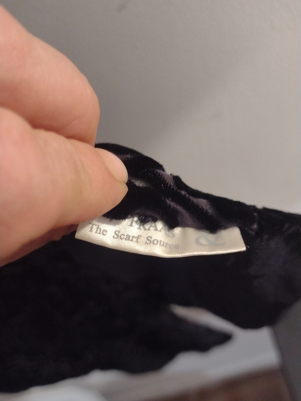 Plush Black Burnout Velvet & Silk Wrap Scarf - Picture 4 of 8
